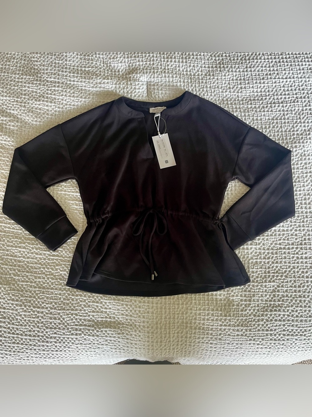 NWT Cable & Gauge Black Peplum Women’s Long Sleeve Blouse Size Small